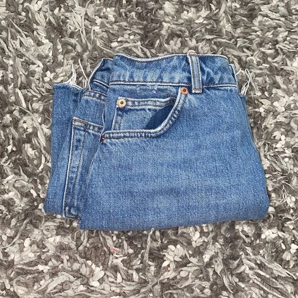 Topshop Blue Distressed Denim Raw Hem Cutoff Skirt Festival Concert Western - Picture 1 of 9